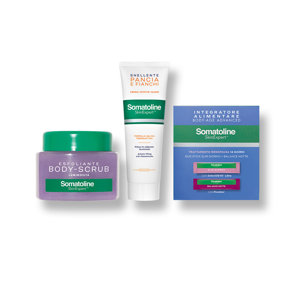 Body-Scrub Luminosità + Pancia&Fianchi Effetto Caldo + Integratore Body-age Advanced